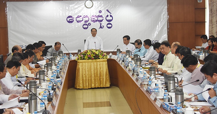 Vice President U Myint Swe urged to work together to increase the number of local experts and import substitutions to bring balance to Myanmar’s trade volume 