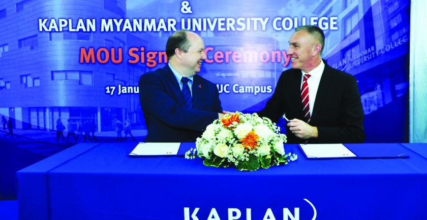 Kaplan Myanmar University College and Teesside University in the UK signed a MOU to offer degrees attainable in Myanmar