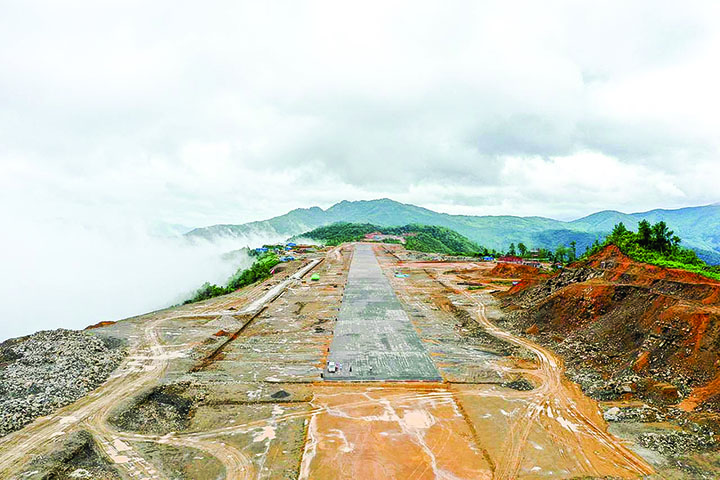 The construction of the Chin State's first major airport, Surbung Airport project in Falam is now more than 50 percent completed 