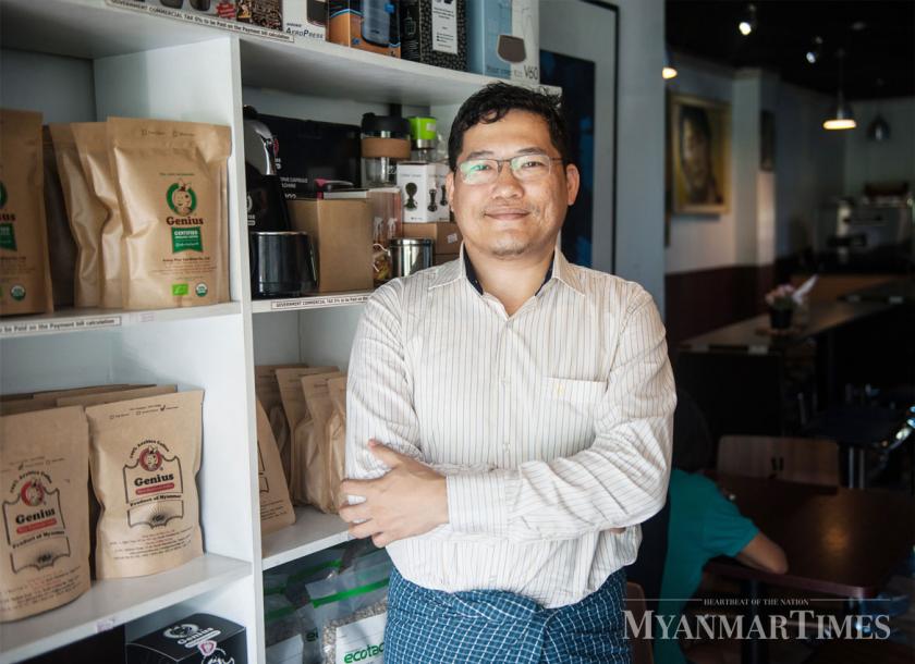 U Ngwe Tun, Founder of Genius Coffee tried to experiment with fermenting raw coffee husks and making wine for a strong boost in growth 